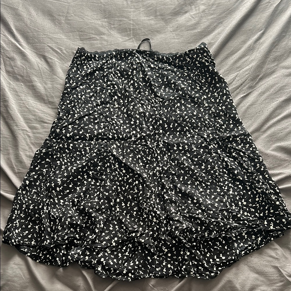 Motel Rocks Black and White Midi A-Line Skirt